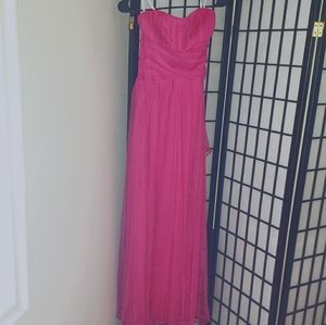 Fushia pink strapless gown